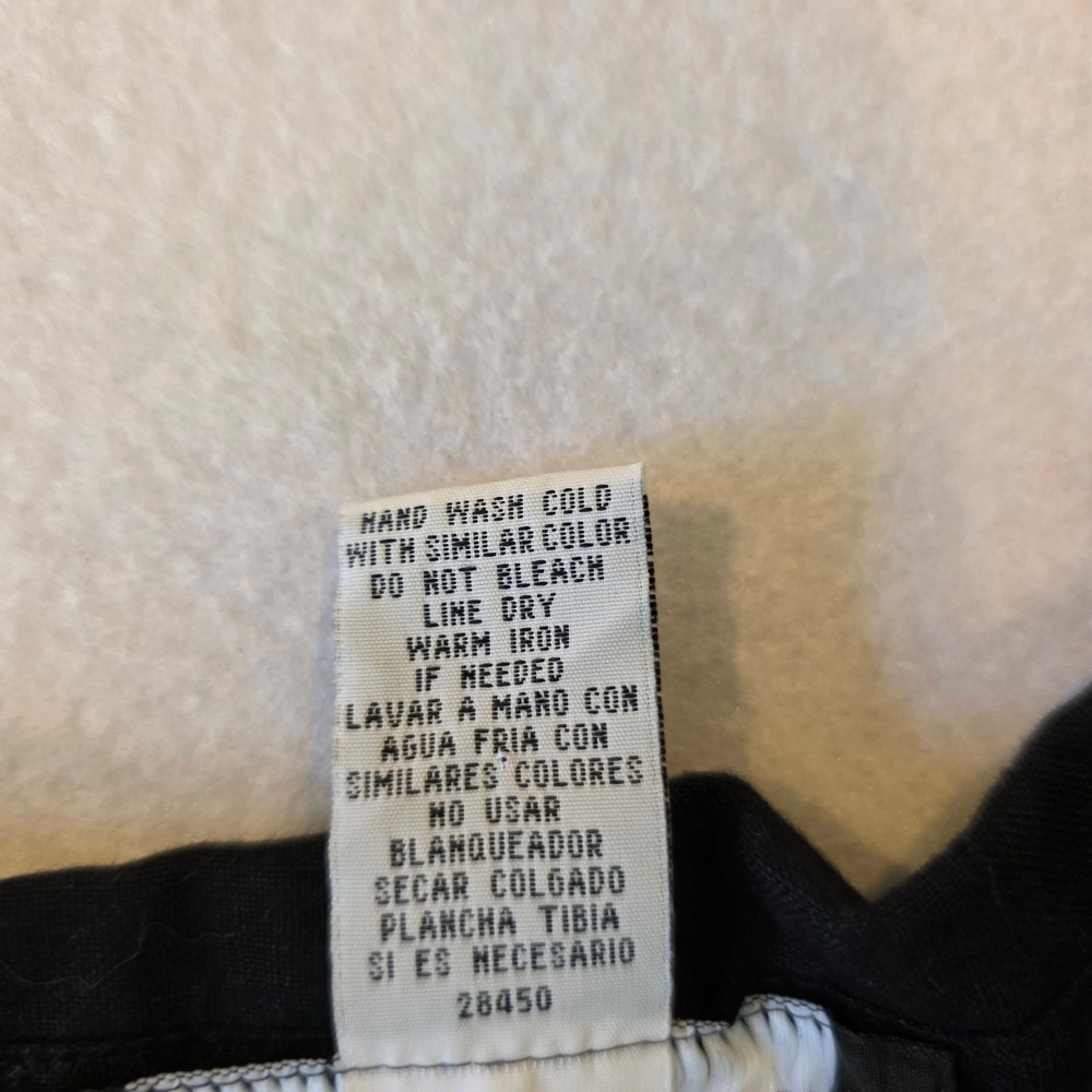 Sag Harbor Womens 100% Linen Black Button Front Short Sleeve Blouse Size 16 - Picture 4 of 10